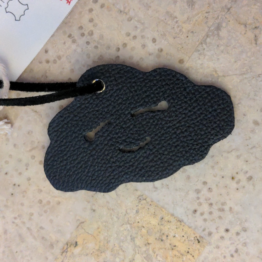 Handmade Genuine Leather Kawaii Happy Cloud Bag Charm Stone Black Pink #03 - Picture 4 of 8